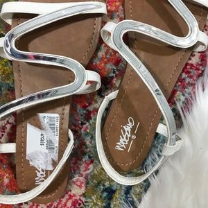 Mossimo Supply Co. Shoes - Mossimo • White + Silver Funky Sandals Mossimo Supply Co. Shoes - Mossimo • White + Silver Funky Sandals
